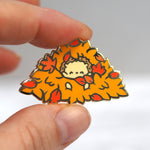 Peek A Boo Leaf Pile - Metal Enamel Pin