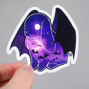 Rainbow Holographic Vinyl Sticker - Bat Moon Bunny