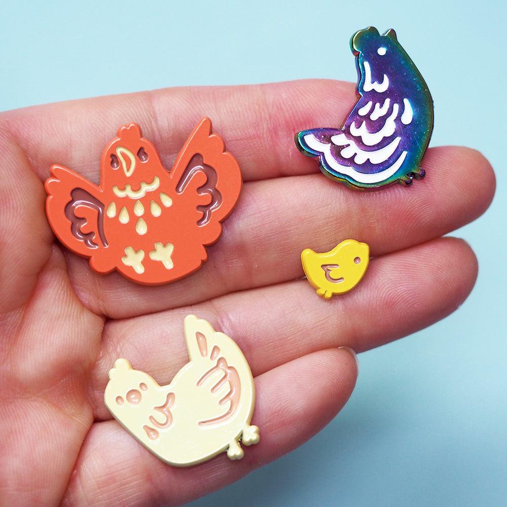 Chickens Enamel Pin Set