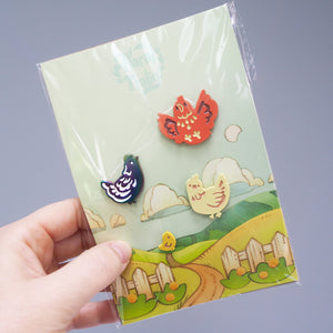 Chickens Enamel Pin Set