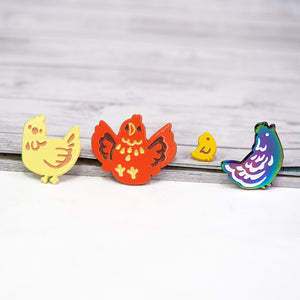 Chickens Enamel Pin Set