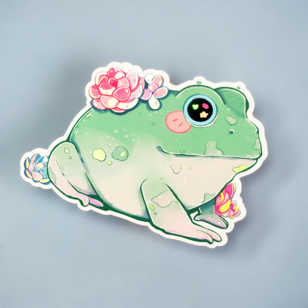 Succulent Frog - Holographic Vinyl Sticker