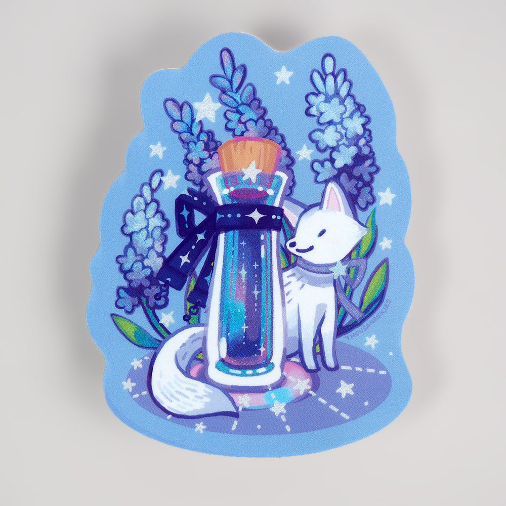 Potion Holographic Vinyl Sticker - Icy Lavender and a Fox