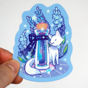 Potion Holographic Vinyl Sticker - Icy Lavender and a Fox