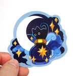 Ink Potion Holographic Vinyl Sticker - Black Cat and Night Sky