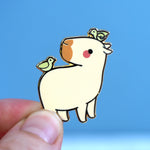 Capybara and Bird Friends - Metal Enameled Pin