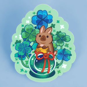 Potion Holographic Vinyl Sticker - Four Leaf Clover Lucky Bunny