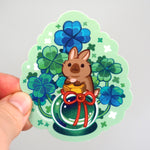 Potion Holographic Vinyl Sticker - Four Leaf Clover Lucky Bunny