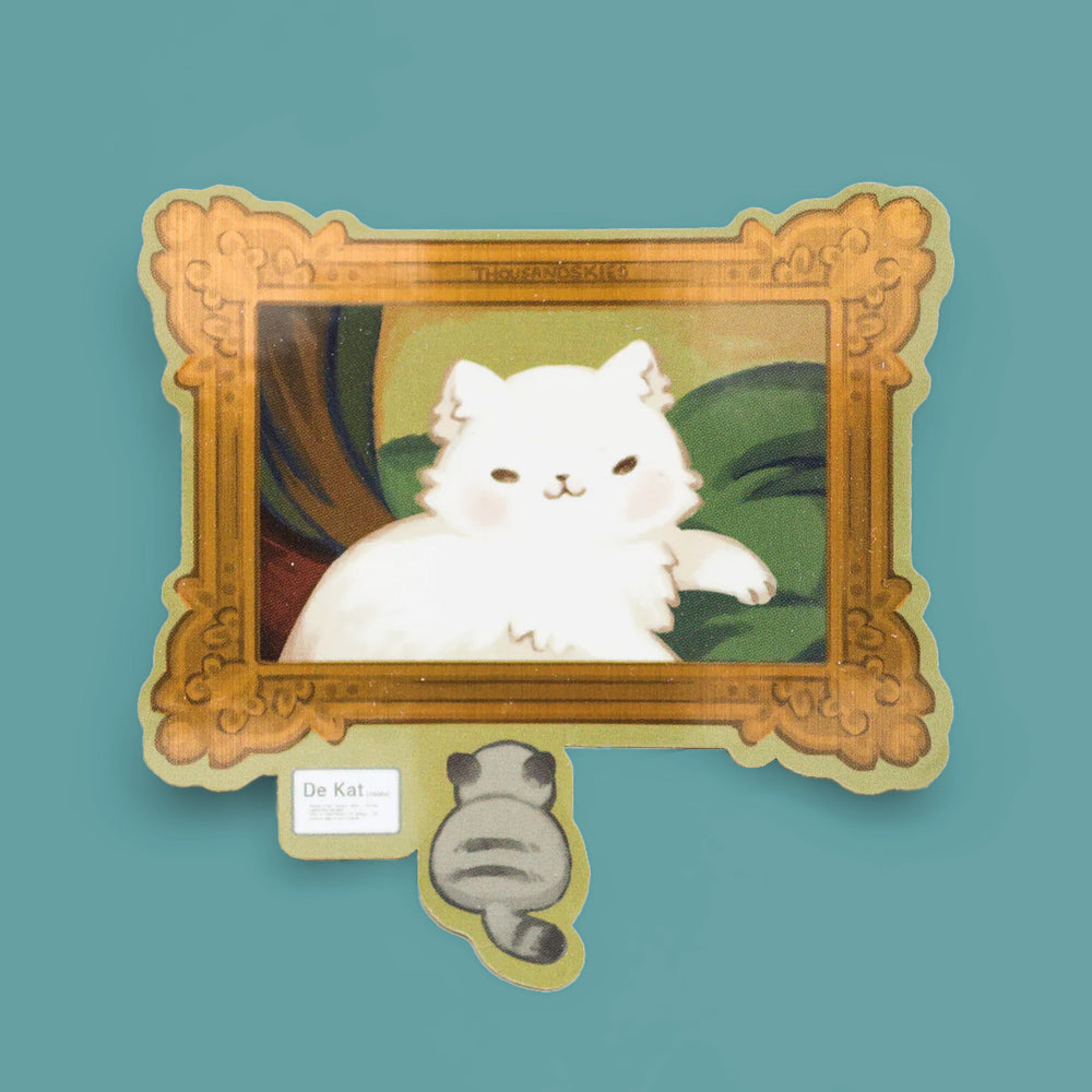 Artwork by Julianna Swaney — Cat and Books Sticker