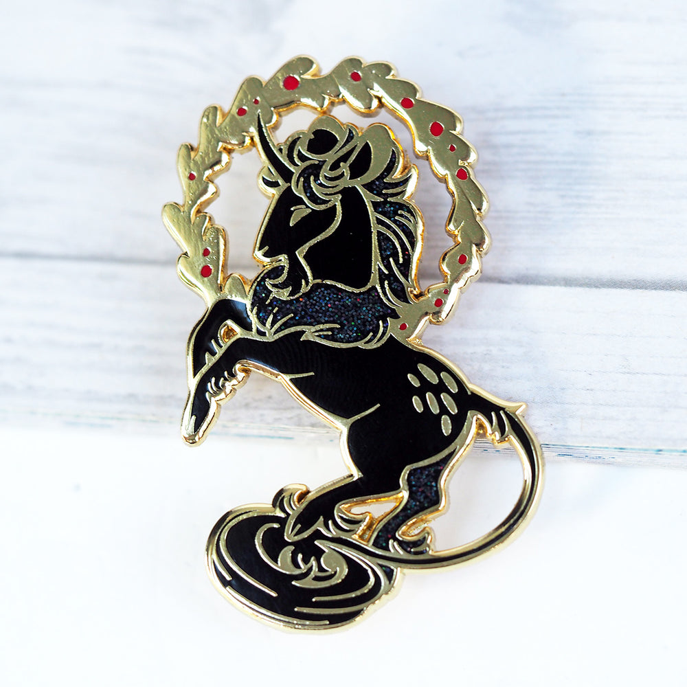 Midnight Unicorn - Deluxe Glitter Metal Enamel Pin