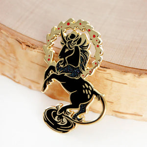 Midnight Unicorn - Deluxe Glitter Metal Enamel Pin