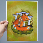 Forest Friends (Fox & Chipmunk) - 8.5 x 11 Archival Print