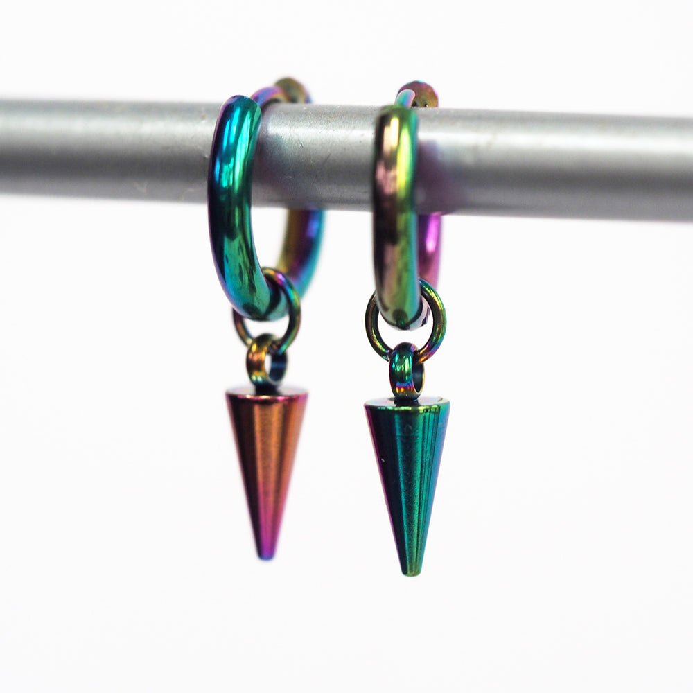 Rainbow Spiked Hoop Earrings
