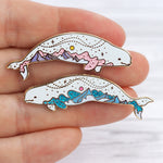 Mountain Sky Beluga Whales - Glitter Metal Enamel Pin Set