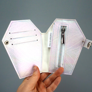 
            
                Load image into Gallery viewer, Coffin Wallet - White Unicorn Sparkle
            
        