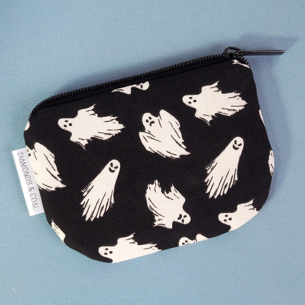 Handmade Zipper Pouch - Glow-In-The-Dark Ghosts