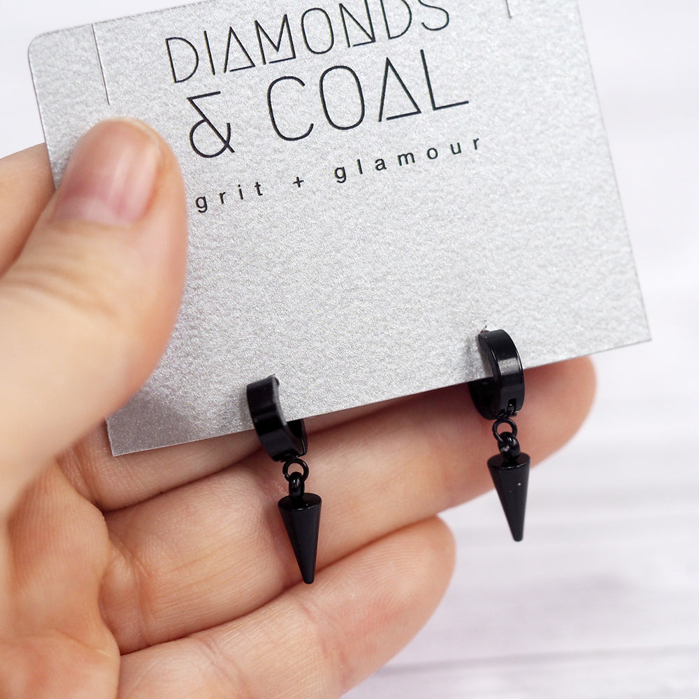 Black Spike Hoop Earrings