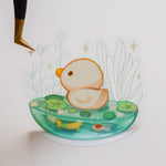 Vinyl Sticker (Transparent) - Baby Duck & Koi Fish