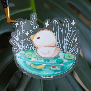 
            
                Load image into Gallery viewer, Vinyl Sticker (Transparent) - Baby Duck &amp;amp; Koi Fish
            
        
