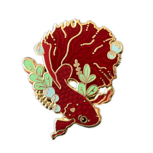 Red Betta Fish - Metal Enamel Pin