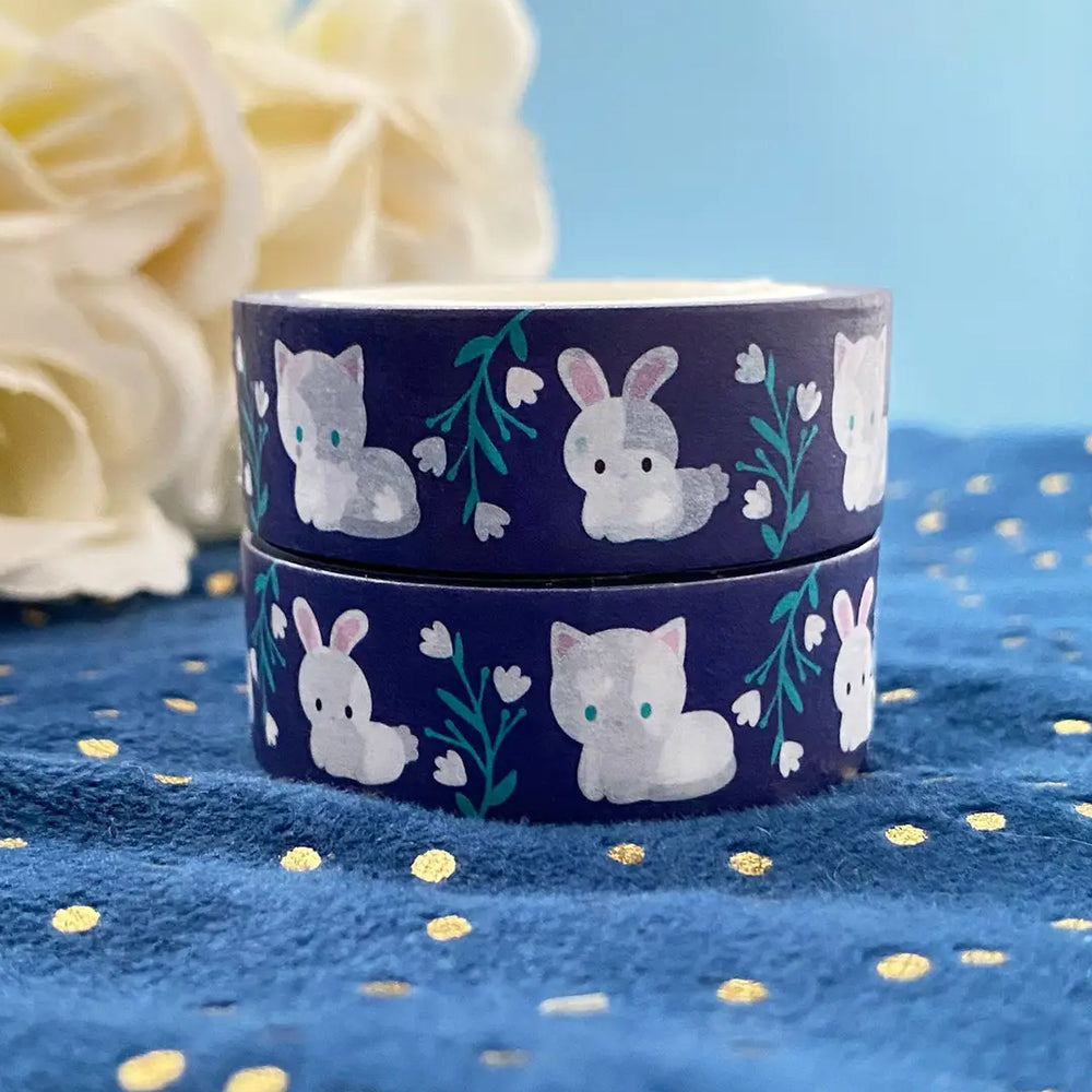 Cat and Bunny - Floral Washi Tape