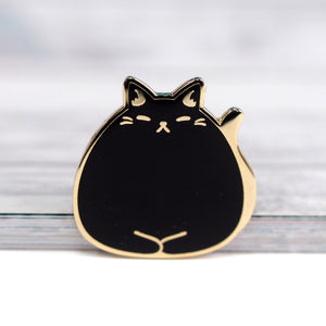 
            
                Load image into Gallery viewer, Sleepy Cat - Metal Enamel Pin - Black Cat
            
        