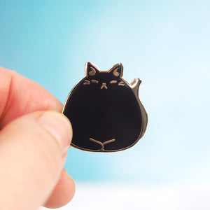 
            
                Load image into Gallery viewer, Sleepy Cat - Metal Enamel Pin - Black Cat
            
        