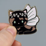 Tortie Fairy Cat - Glitter Metal Enameled Pin