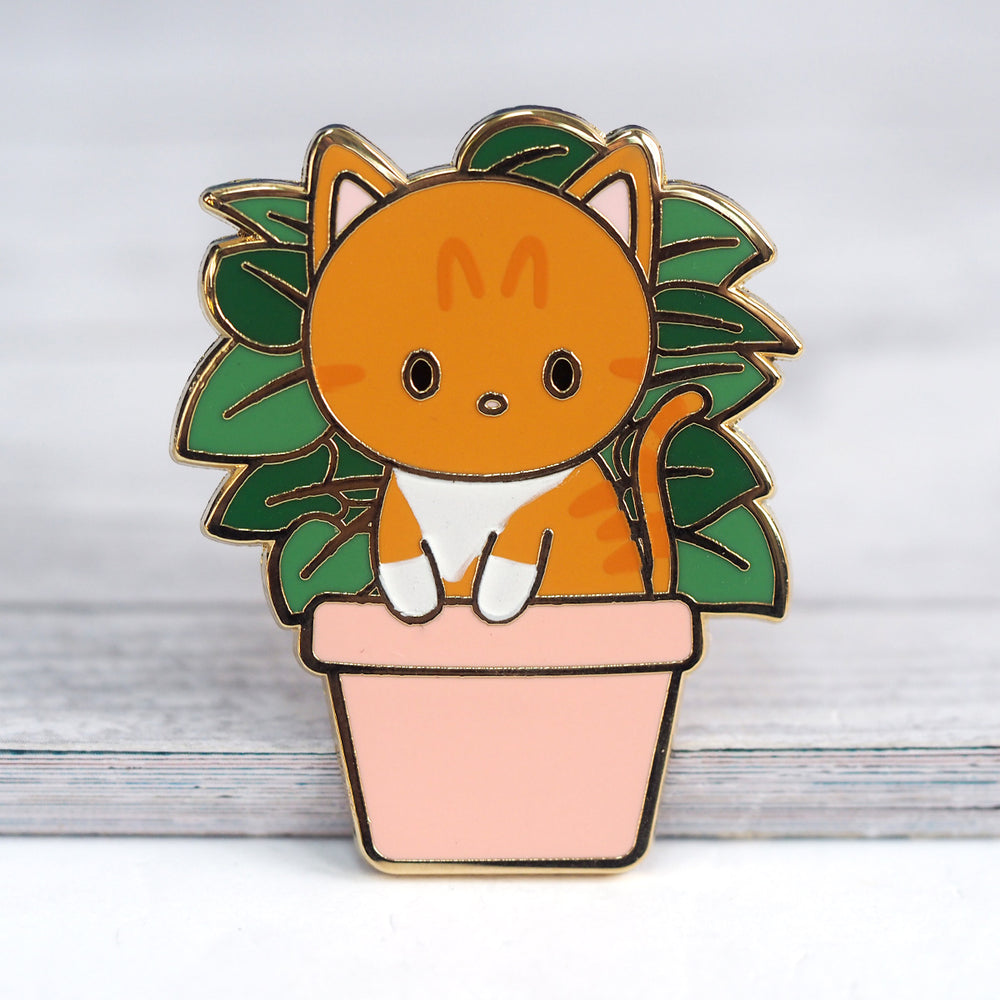 Plant Cat (Orange) - Metal Enameled Pin
