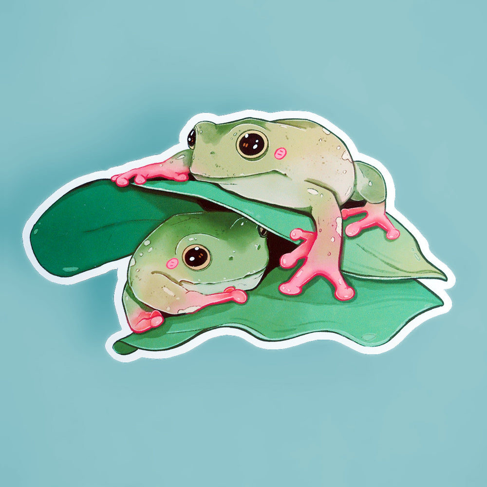 Snuggling Tree Frogs - Vinyl Sticker