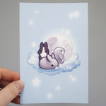 Moon Bunnies - Art Print Postcard