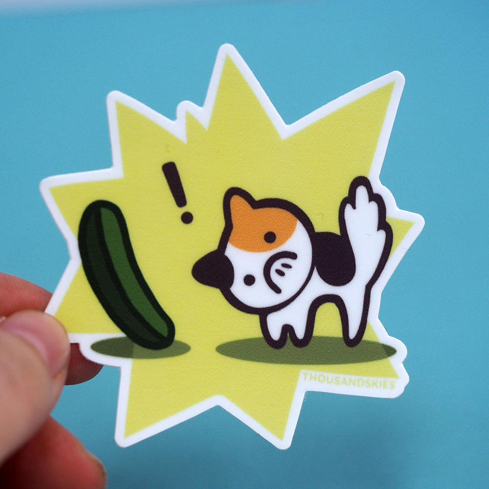 Vinyl Sticker - Cucumber Vs Cat