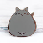Sleepy Cat - Metal Enamel Pin - Grey Cat