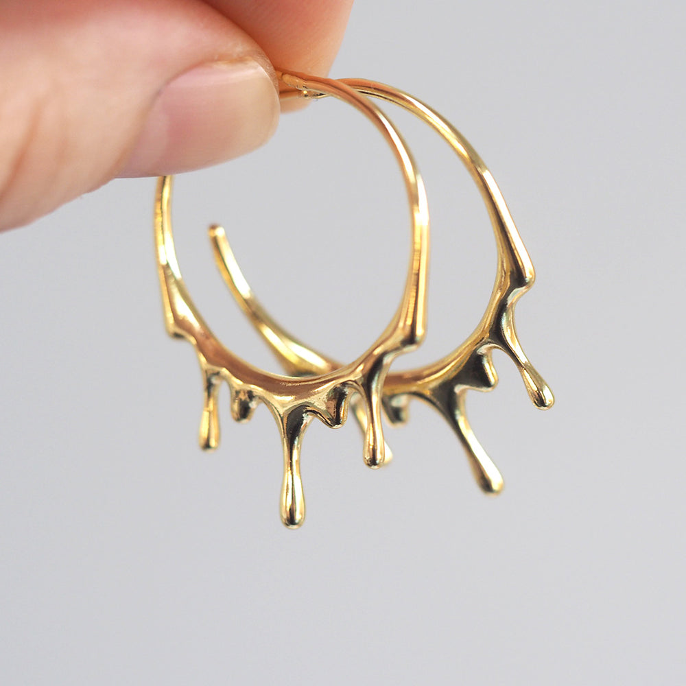 Gold Drip Hoop Earrings