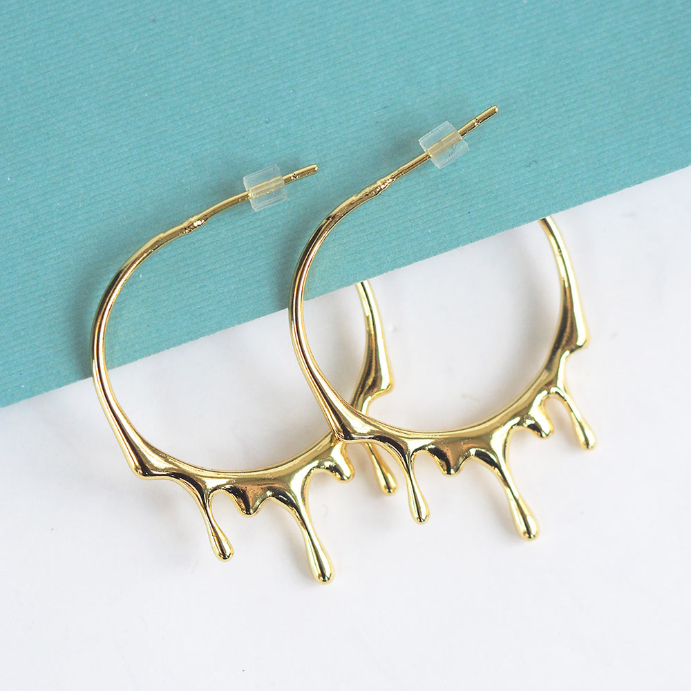 Gold Drip Hoop Earrings