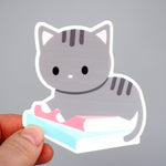 Grey Book Cat - Vinyl Sticker
