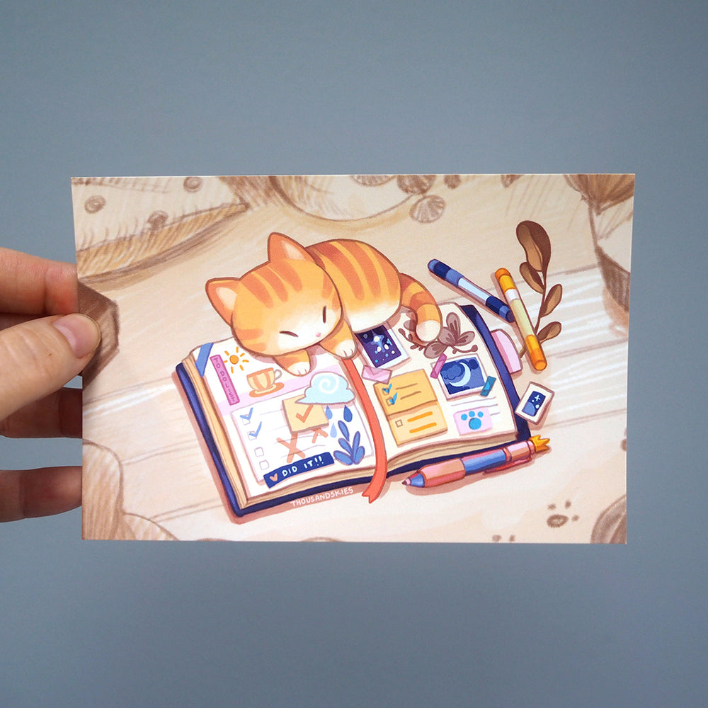 Kitten's Journal - Art Print Postcard