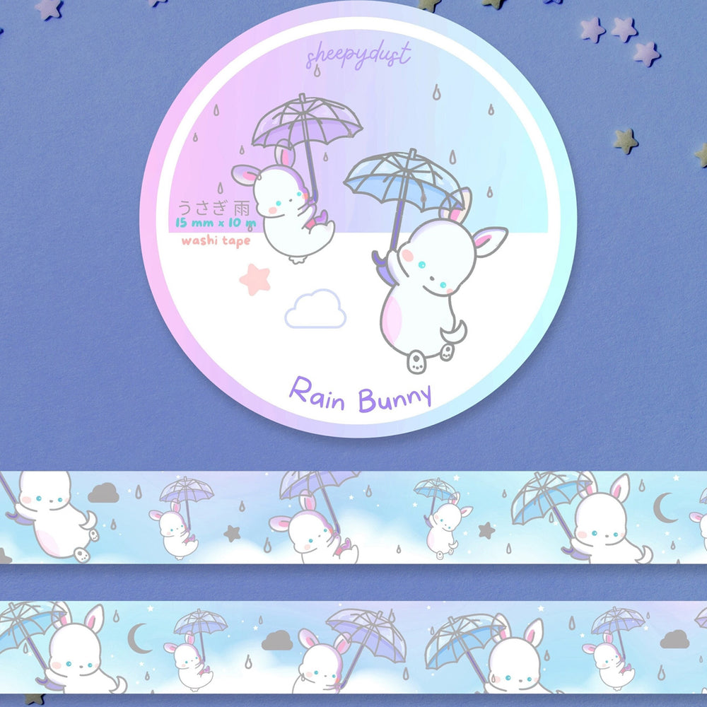 Rain Bunnies -  Silver Foil Washi Tape