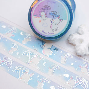 Rain Bunnies -  Silver Foil Washi Tape