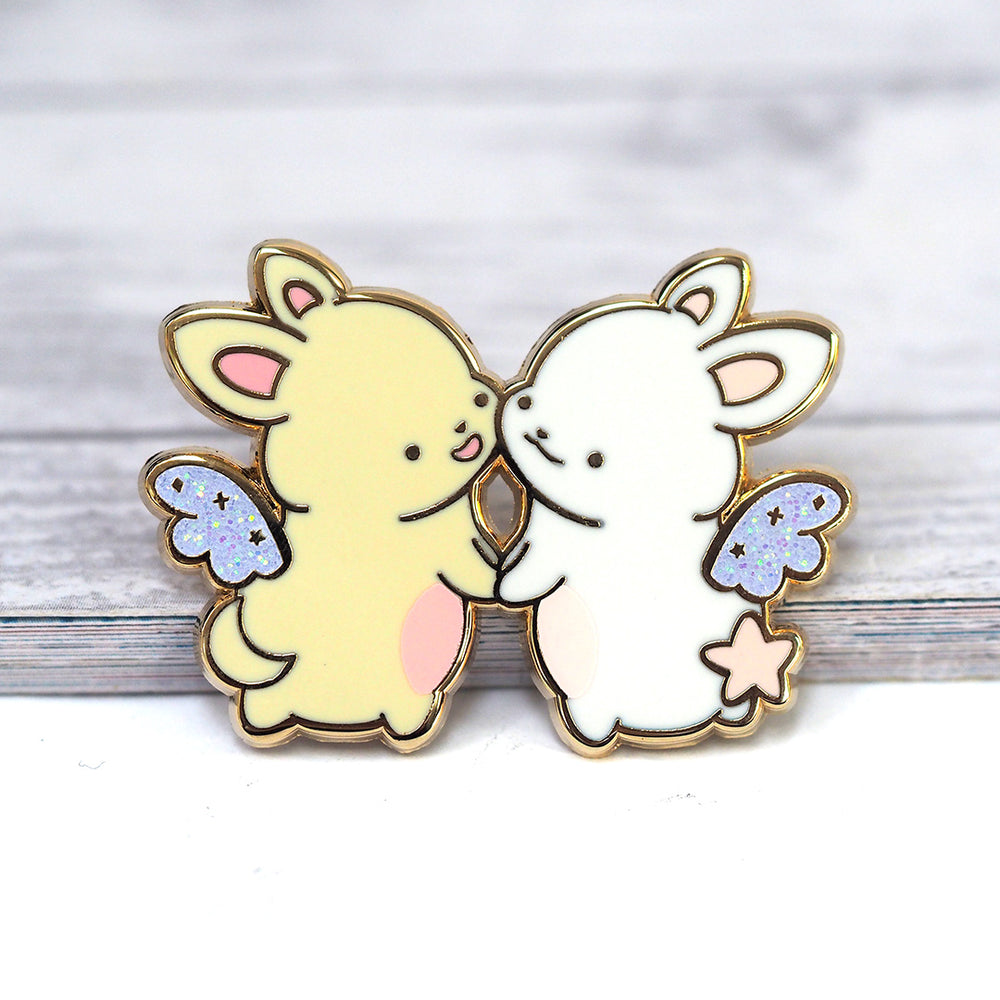 Angel Bunnies - Glitter Metal Enamel Pin