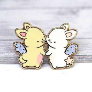 Angel Bunnies - Glitter Metal Enamel Pin