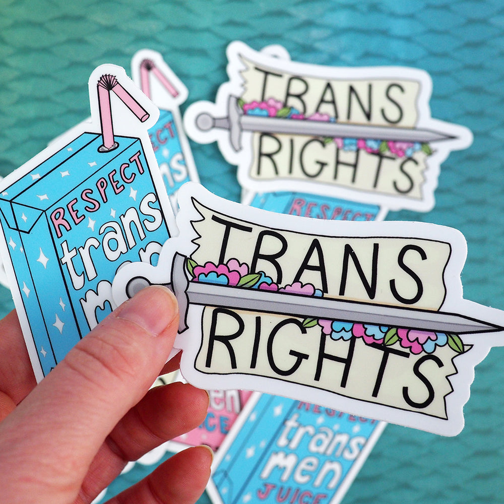 Trans Rights Sword & Flower Vinyl Sticker