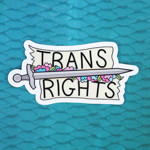 Trans Rights Sword & Flower Vinyl Sticker