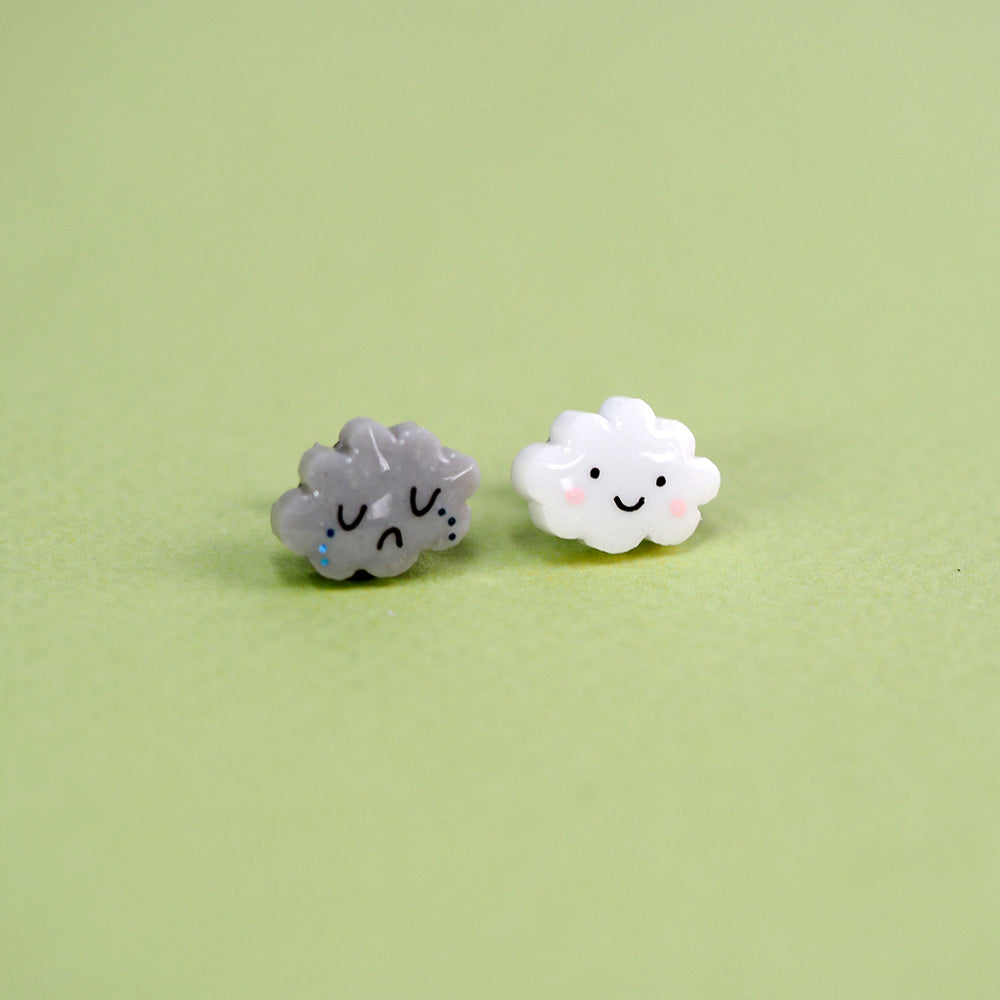 
            
                Load image into Gallery viewer, Happy Cloud Sad Cloud Earring Set
            
        