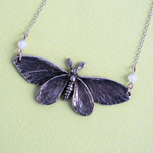 Majestic Silver Moth Necklace