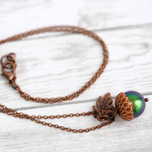 Magic Acorn Necklace - Copper Aurora Borealis