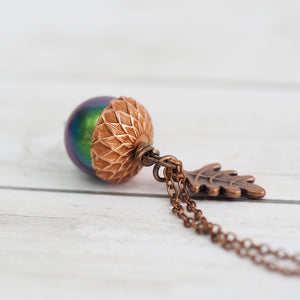 Magic Acorn Necklace - Copper Aurora Borealis