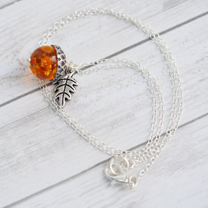 Magic Acorn Necklace - Amber and Silver