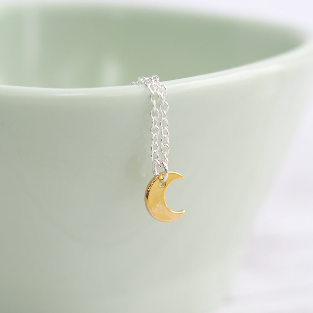 
            
                Load image into Gallery viewer, Tiny Golden Moon Necklace
            
        