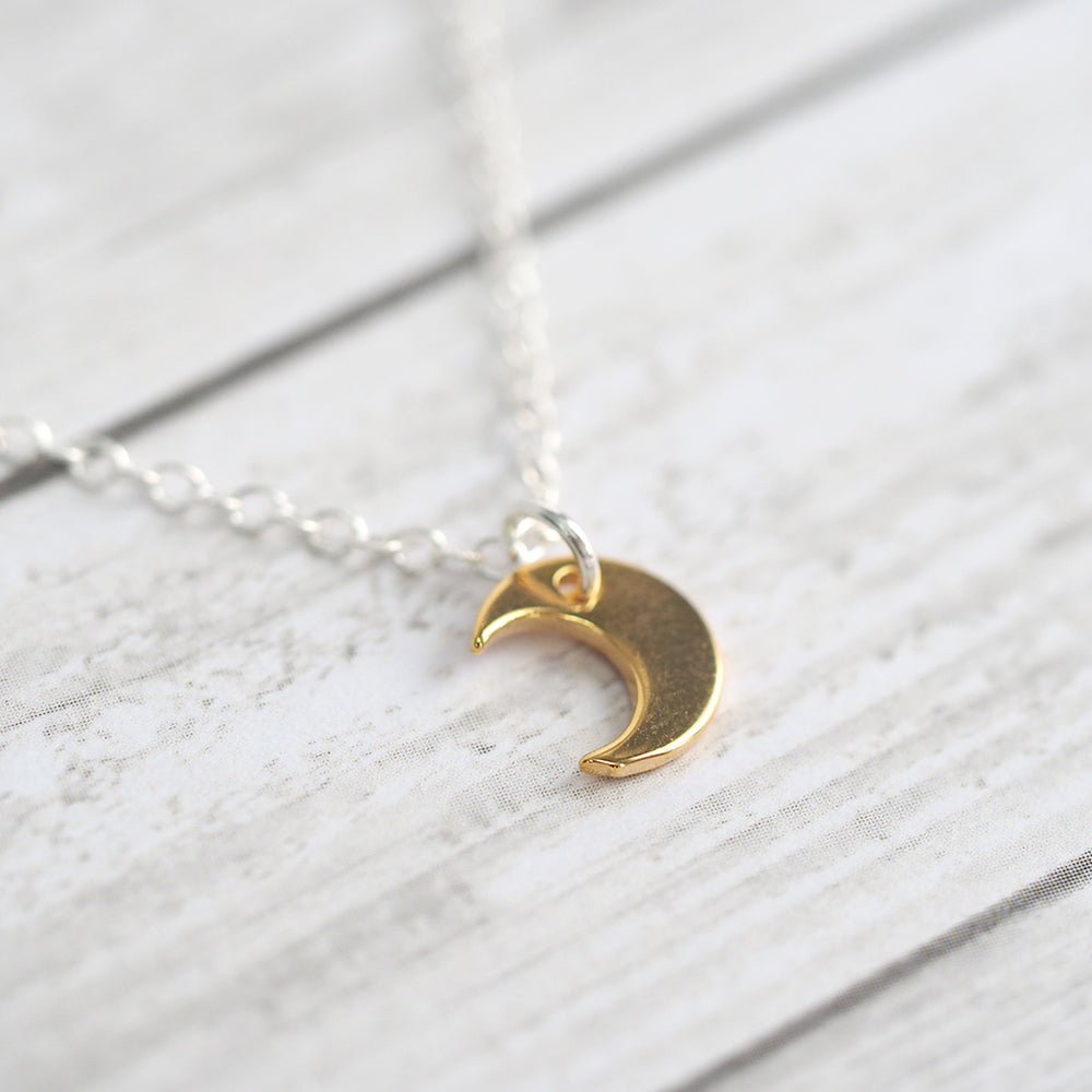 Tiny Golden Moon Necklace